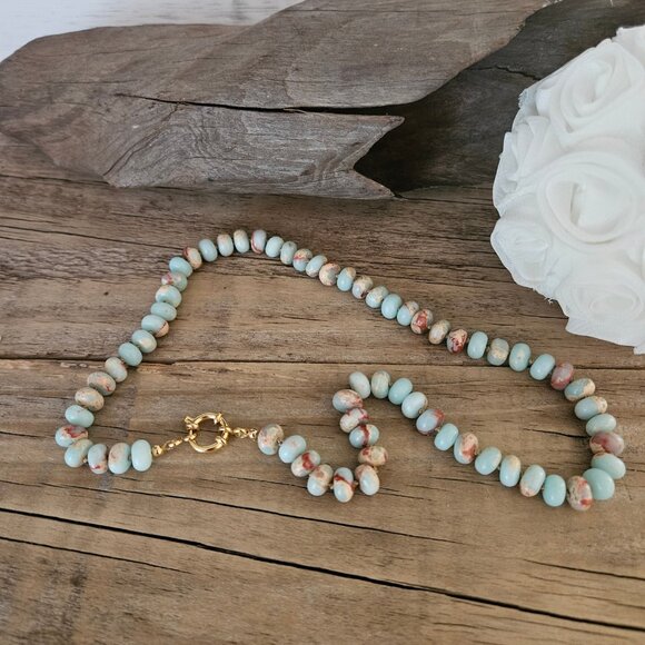 Hand Crafted -Candy Necklace -Gemstone Ocean Jasper Necklace - Picture 5 of 5
